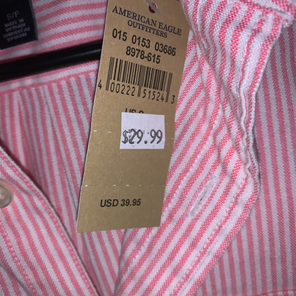 American Eagle Stripe Button-Up Shirt